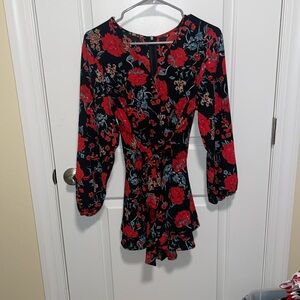 Long sleeve floral romper